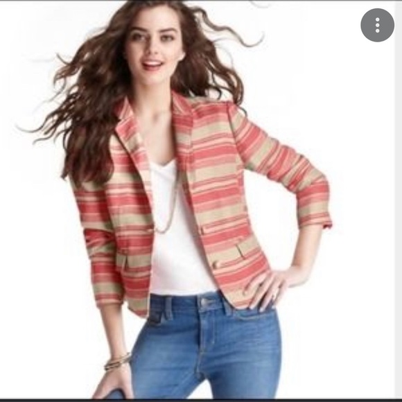 Loft blazer in coral and white stripe size 14 - Picture 1 of 7